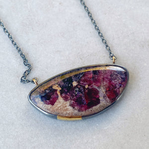 Freeform Magenta Tourmaline in Matrix Necklace
