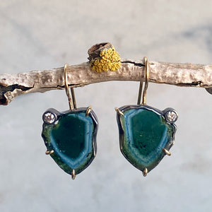 Indicolite Tourmaline and Diamond Earrings