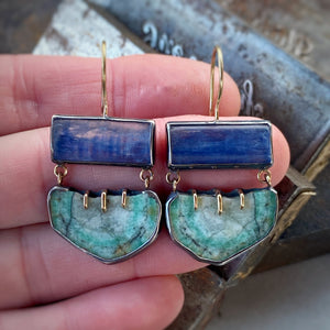 Kyanite and Emerald Earrings