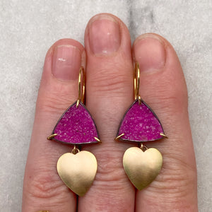 Cobaltocalcite Earrings with Gold Hearts