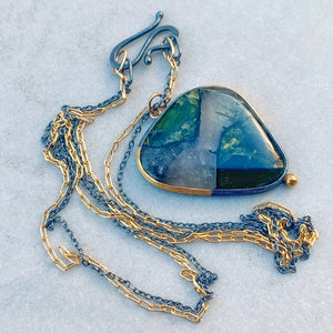 Green Tourmaline in Matrix Necklace