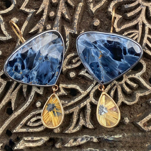 Pietersite and Golden Star Rutilated Quartz Earrings
