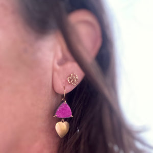 Cobaltocalcite Earrings with Gold Hearts