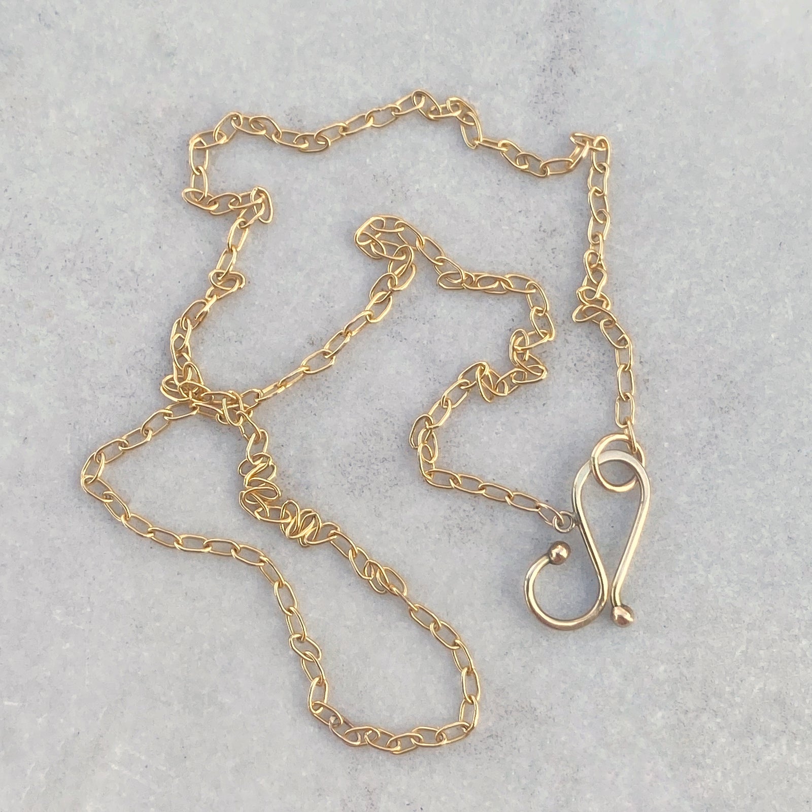 14K Yellow Gold Charmholder Necklace with Drawn 14K Gold Filled Chain