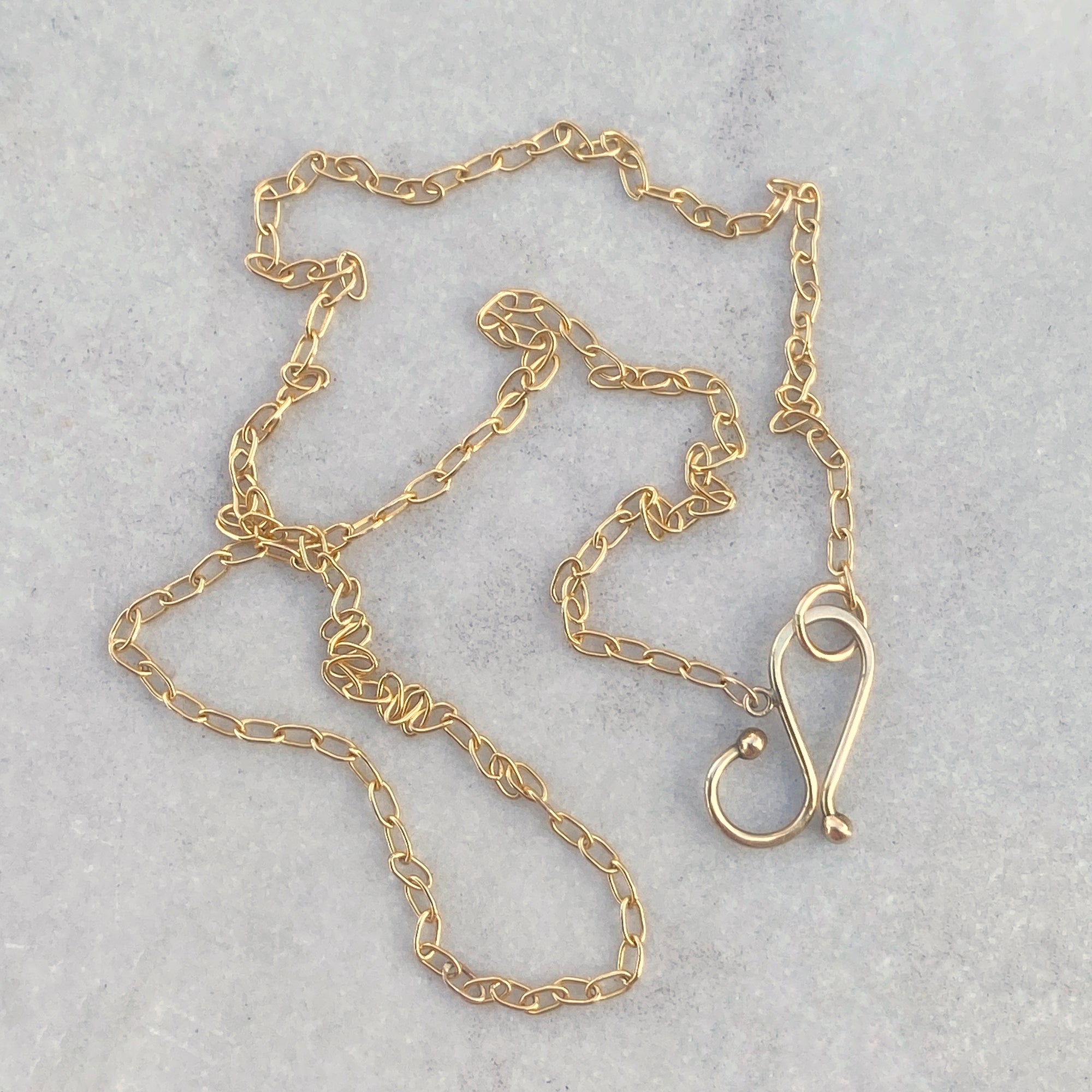 14K Yellow Gold Charmholder Necklace with Drawn 14K Gold Filled Chain