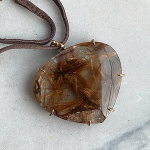 Coppertoned Golden Star Rutilated Quartz Pendant