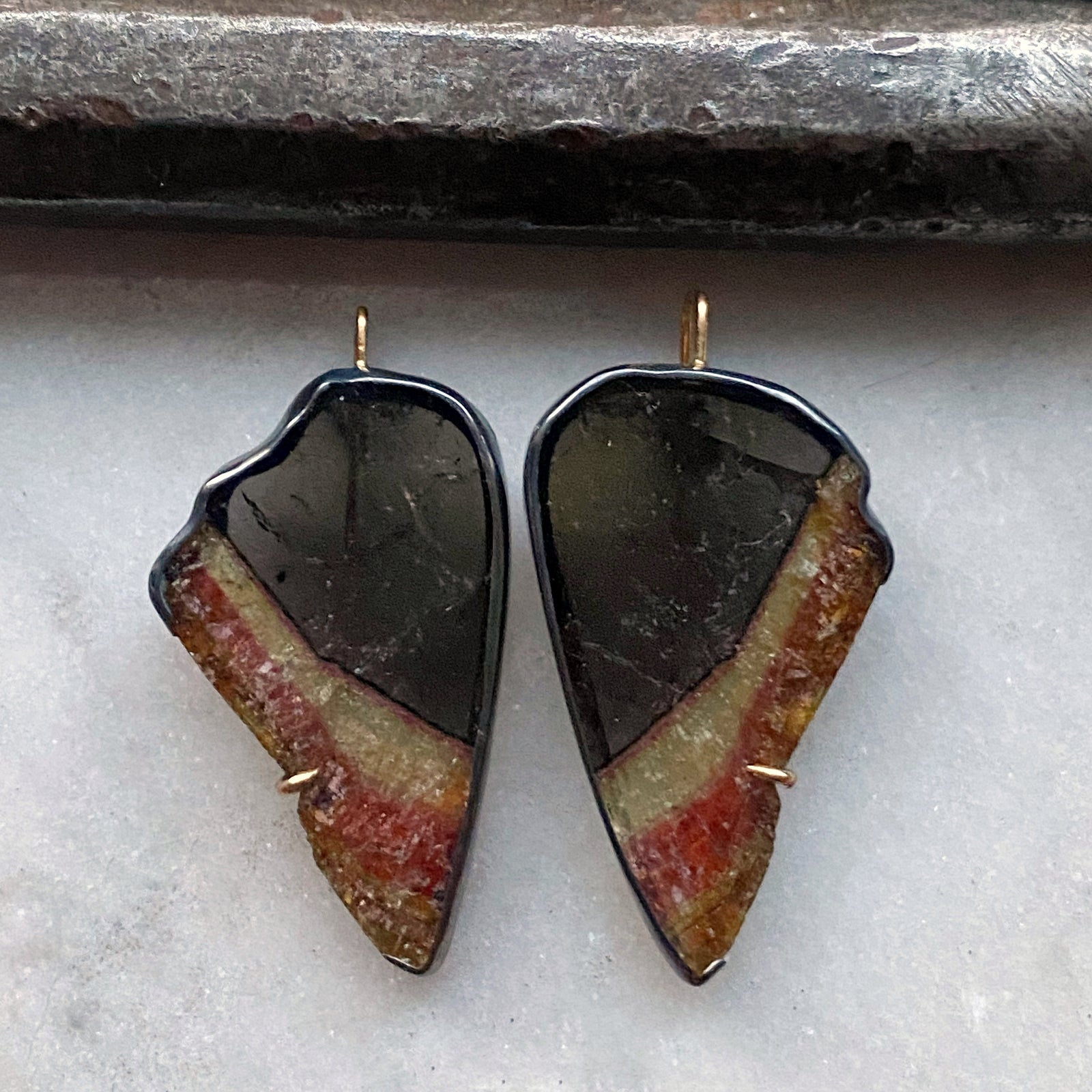 Multicolor Tourmaline 'Wing' Earrings