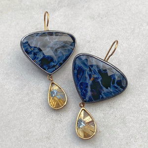 Pietersite and Golden Star Rutilated Quartz Earrings