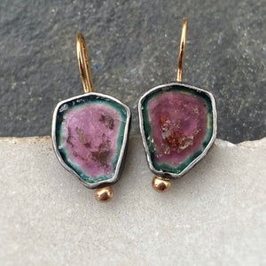 Blue/Pink Tourmaline Earrings