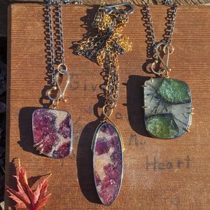 Freeform Green Tourmaline in Matrix Pendant