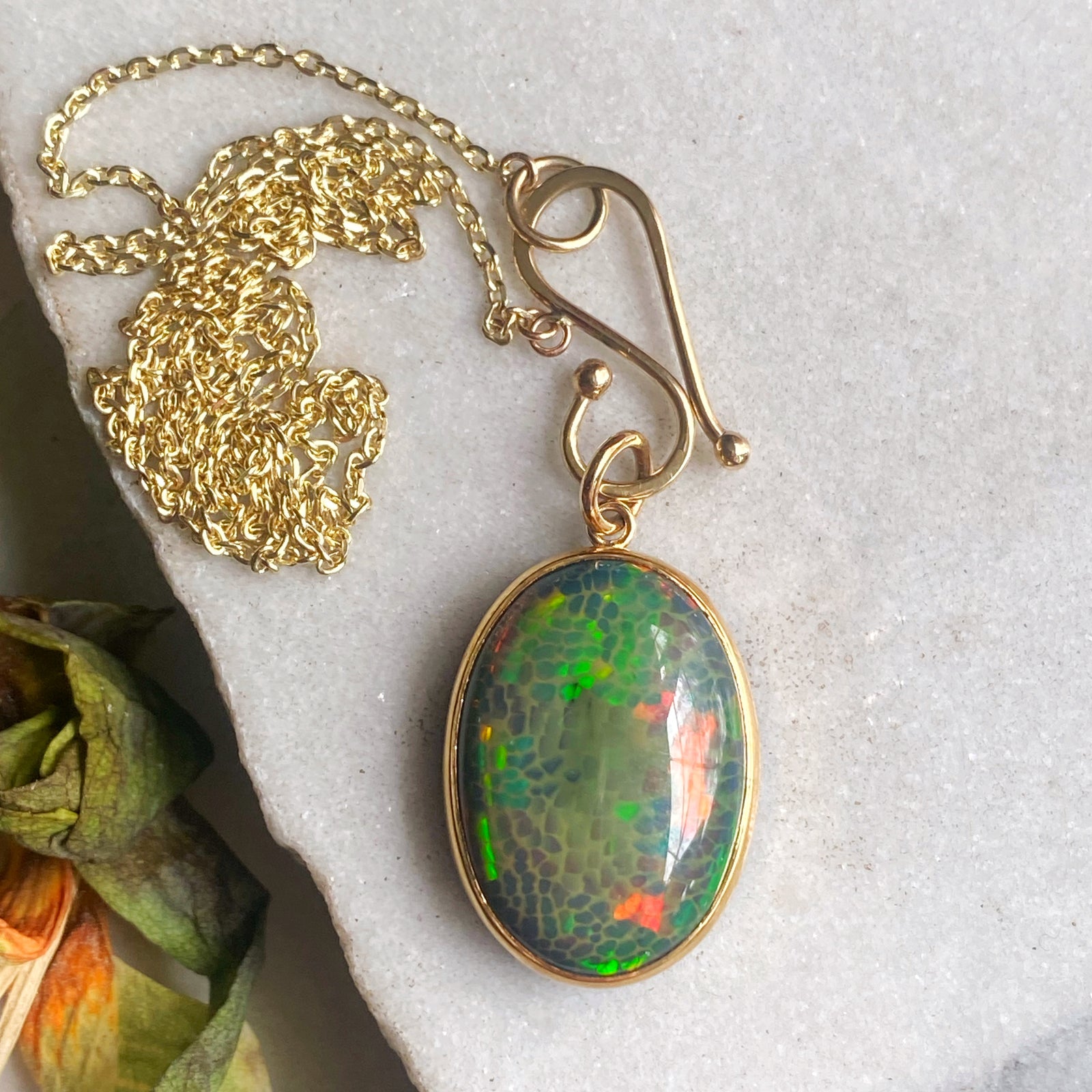 Custom Ethiopian Snakeskin Opal Necklace