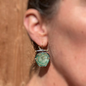 Emerald Earrings with Branched Earwires