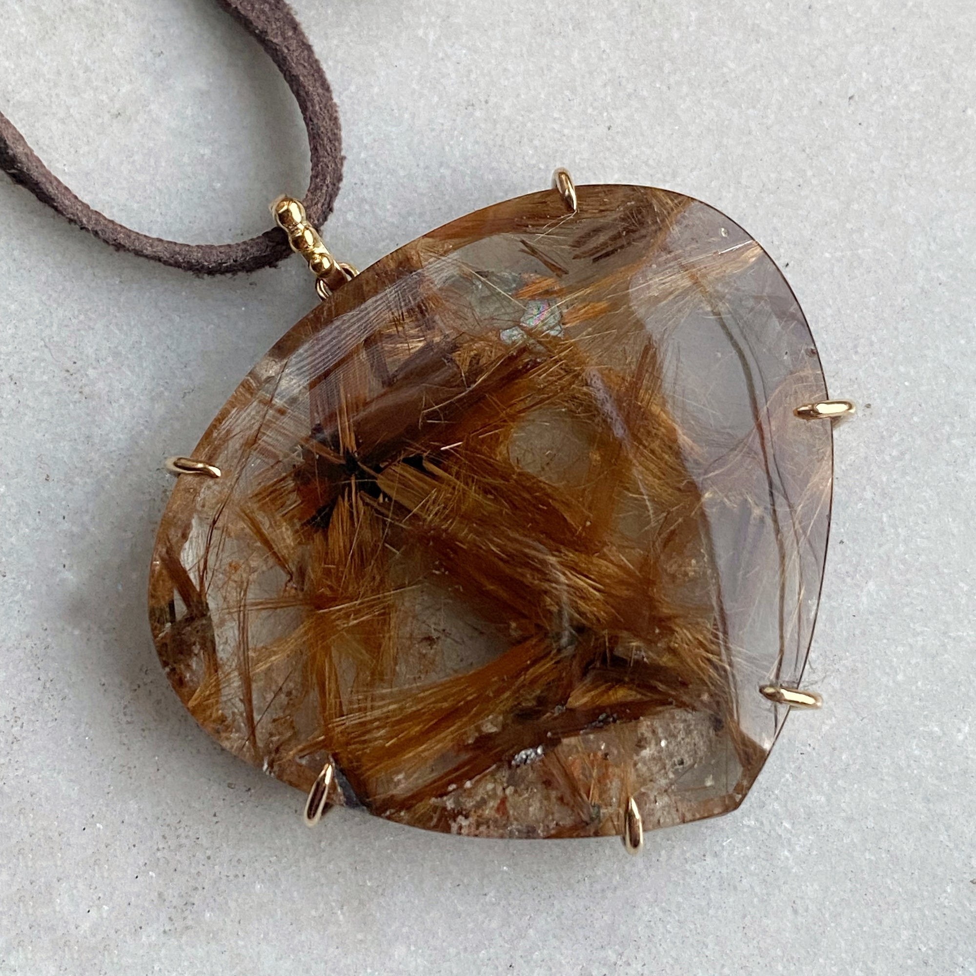 Coppertoned Golden Star Rutilated Quartz Pendant