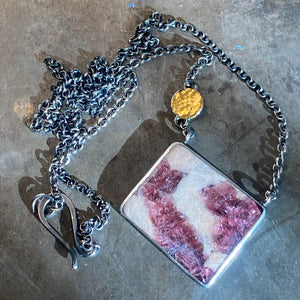 Tourmaline in Matrix Necklace with Keum Boo Accent