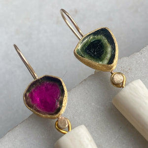 Tourmaline Earrings with Antique Figas