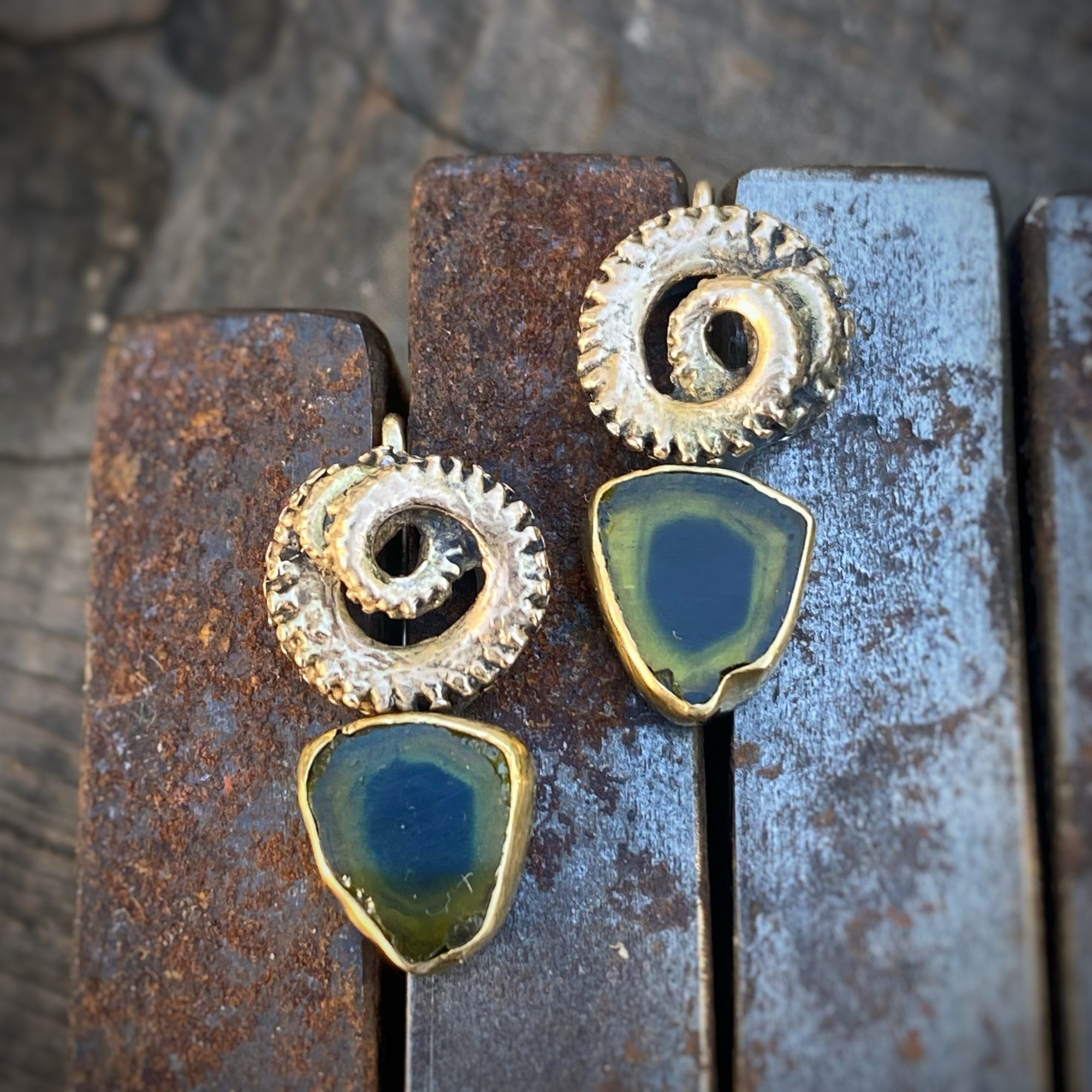 Green Tourmaline & Octopus Tentacle Earrings