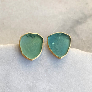 Teal Tourmaline Stud Earrings