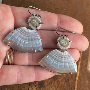 Amethyst Stalactite and Agate Wing Earrings