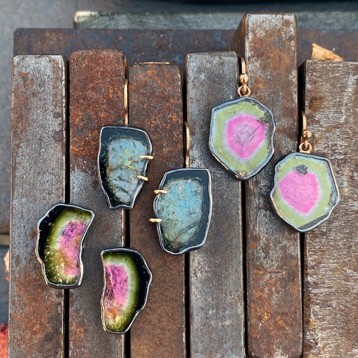 Multicolor Tourmaline Shard Earrings