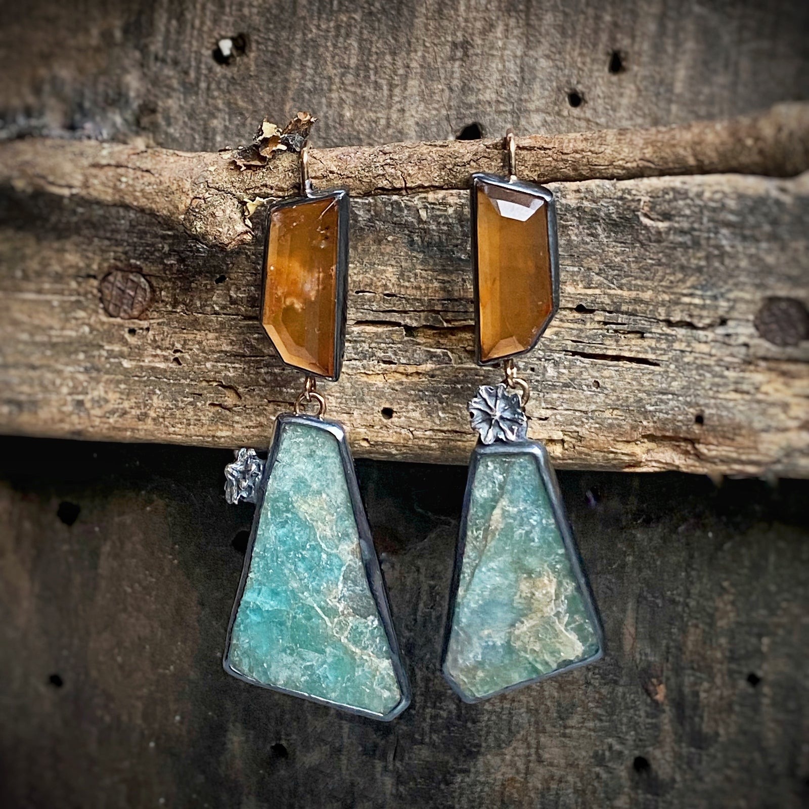Garnet and Amazonite Earrings