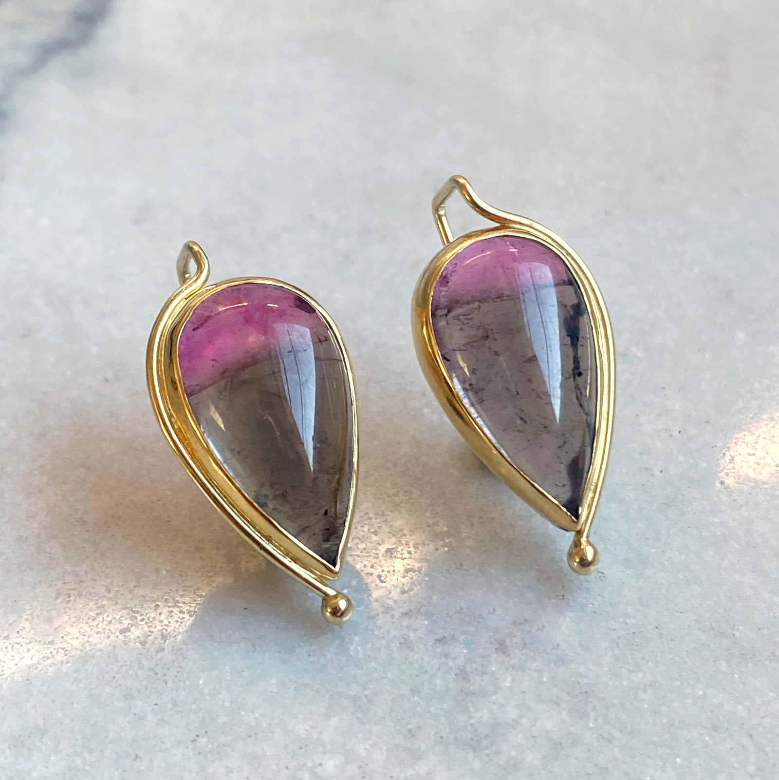 Fuschia/Smoke Tourmaline Earrings
