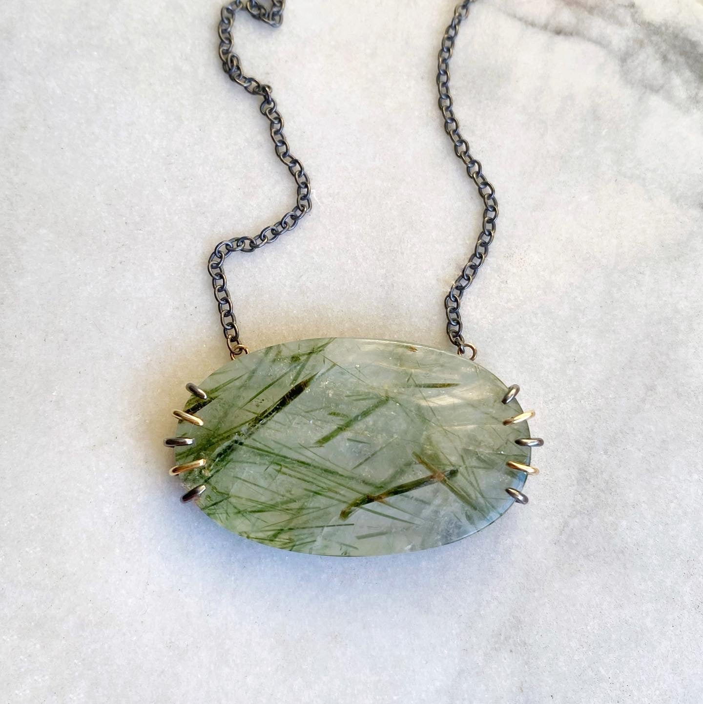 Epidote in Quartz Necklace