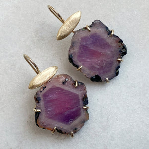 Pink Sapphire Slice Earrings