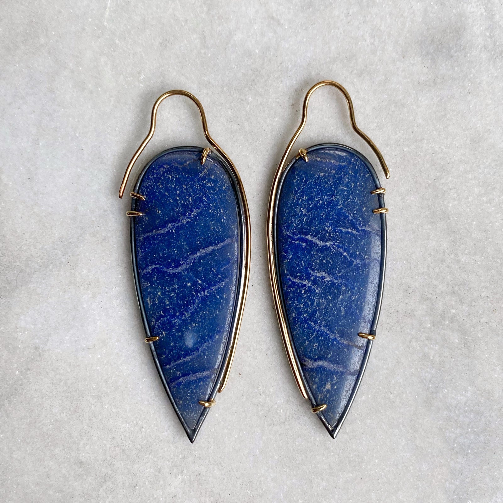 Dumortierite in Quartz Earrings
