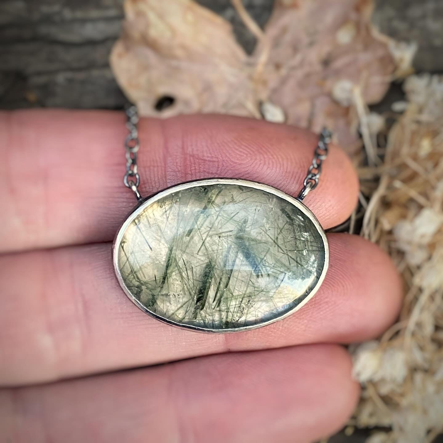 Epidote in Quartz Necklace