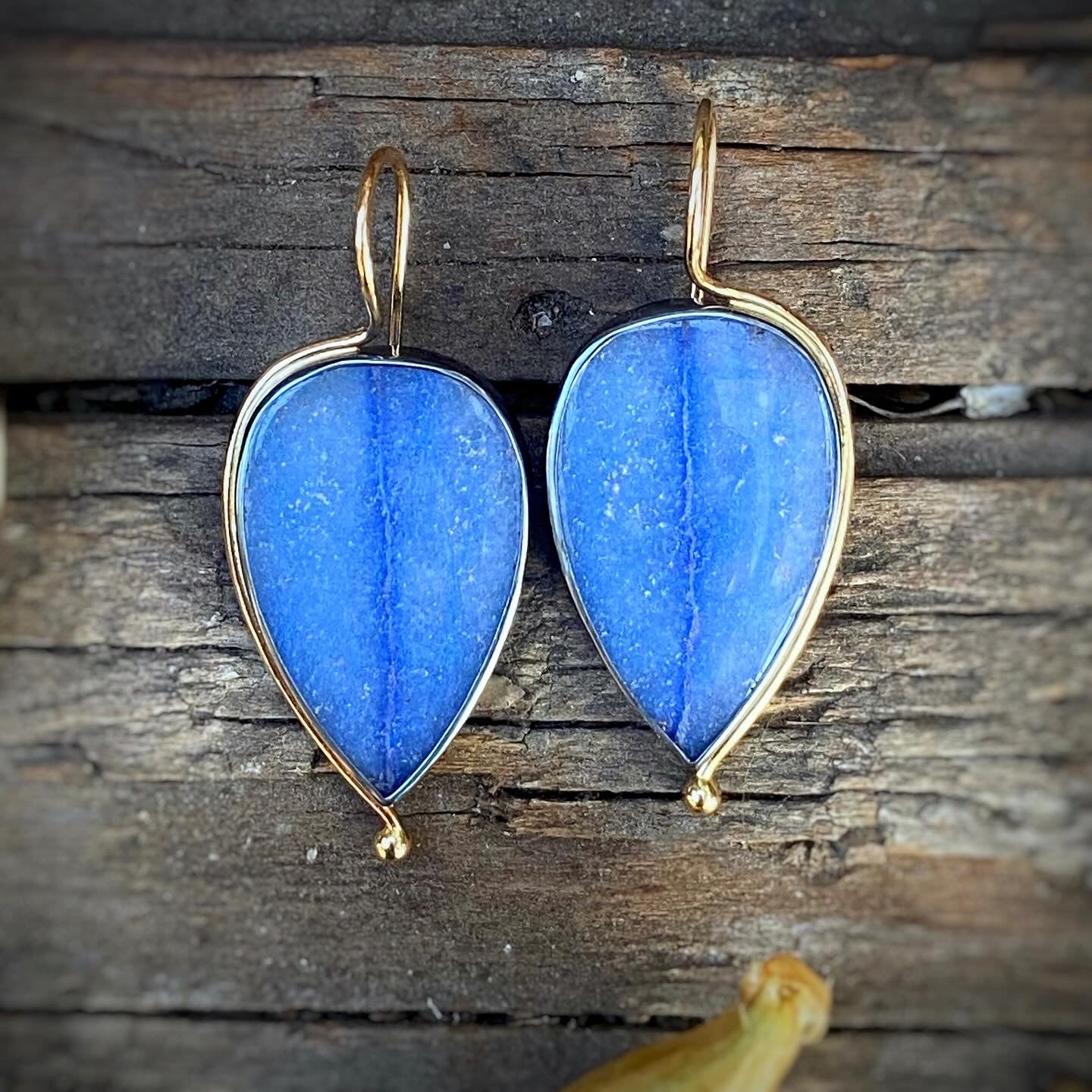 Dumortierite in Quartz Earrings