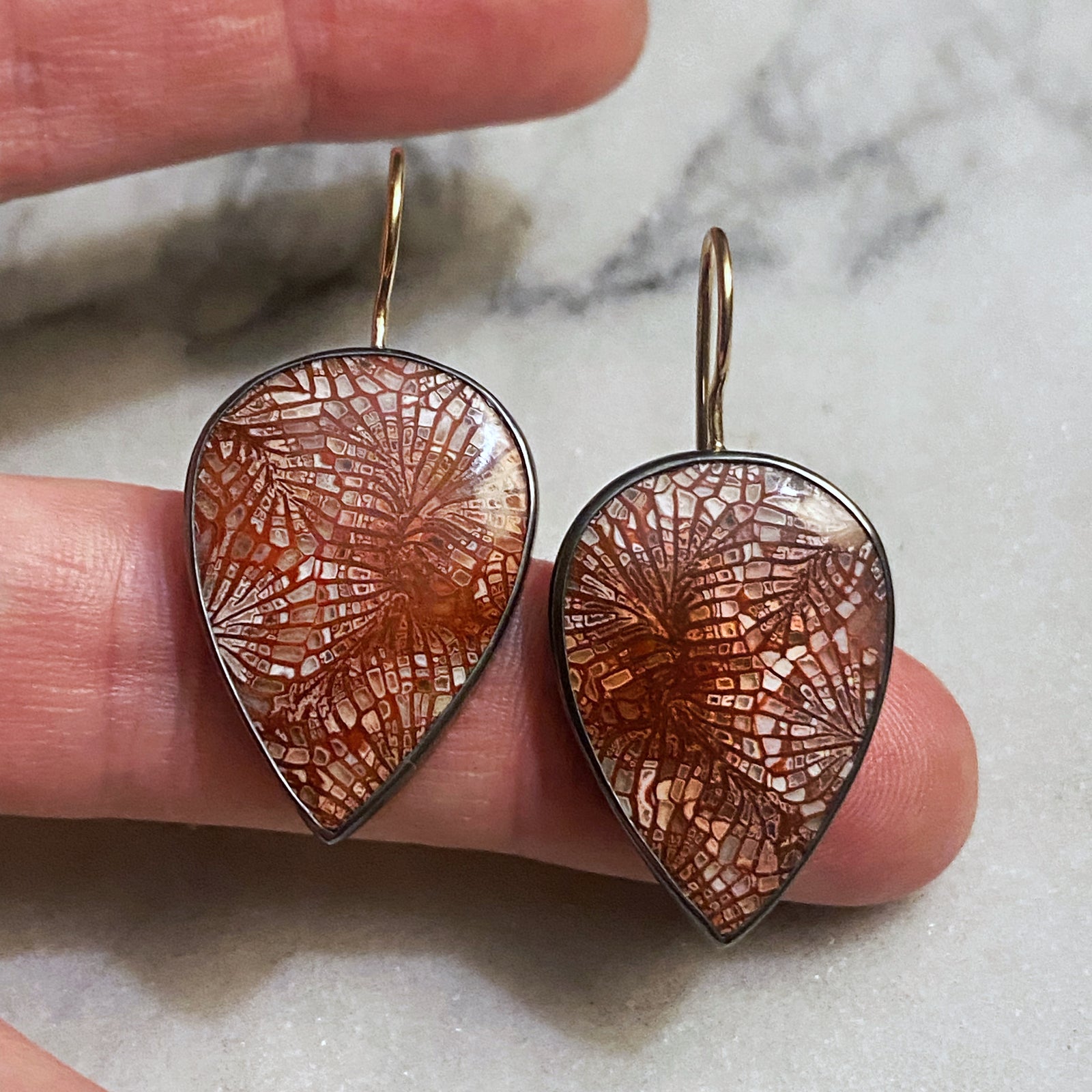RESERVED - Fossilized Coral Earrings