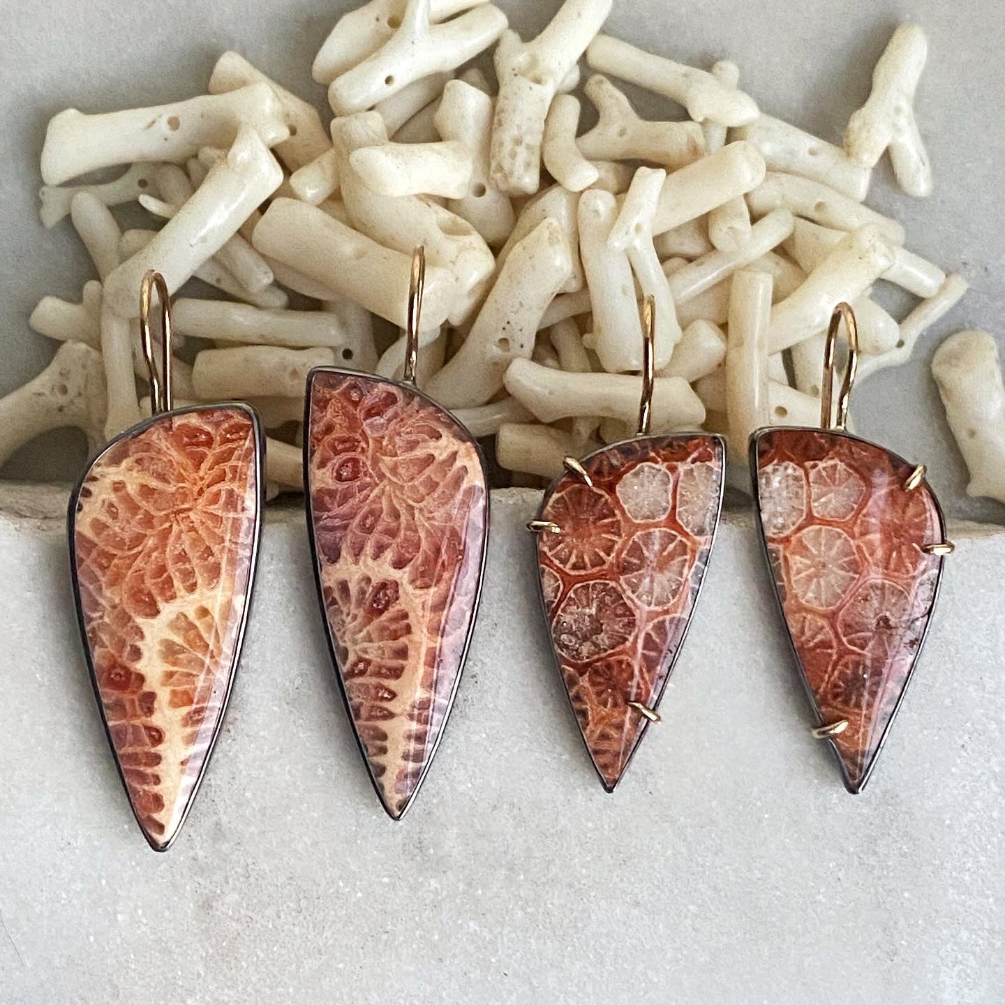 Fossilized Coral Earrings