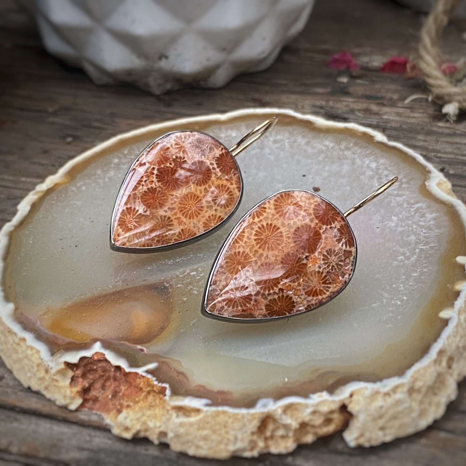 Fossilized Coral Earrings