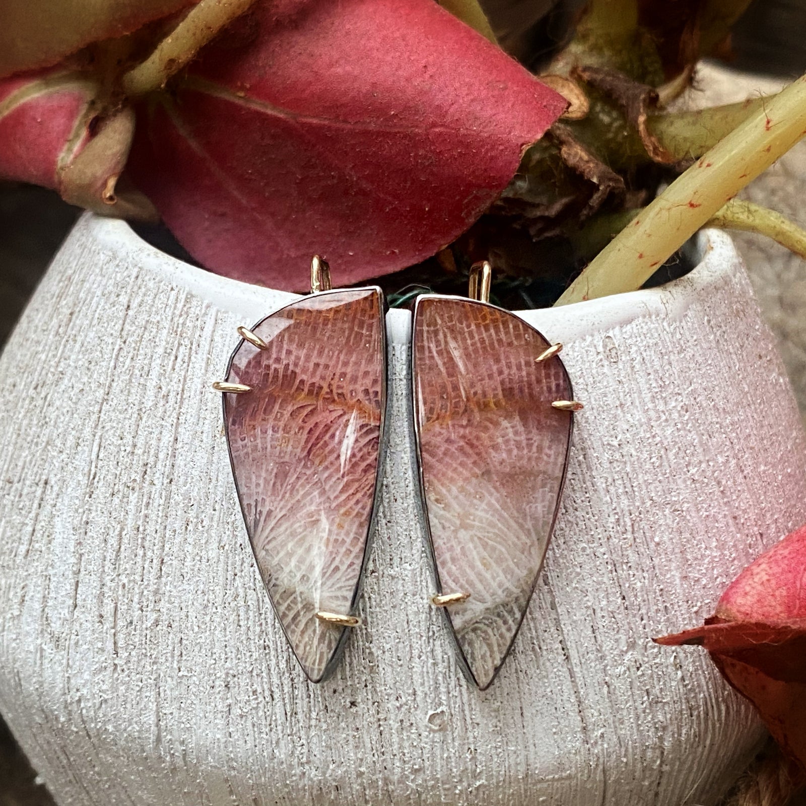 Fossilized Coral Earrings