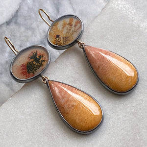 Dendritic Agate and Ombré Feldspar Earrings