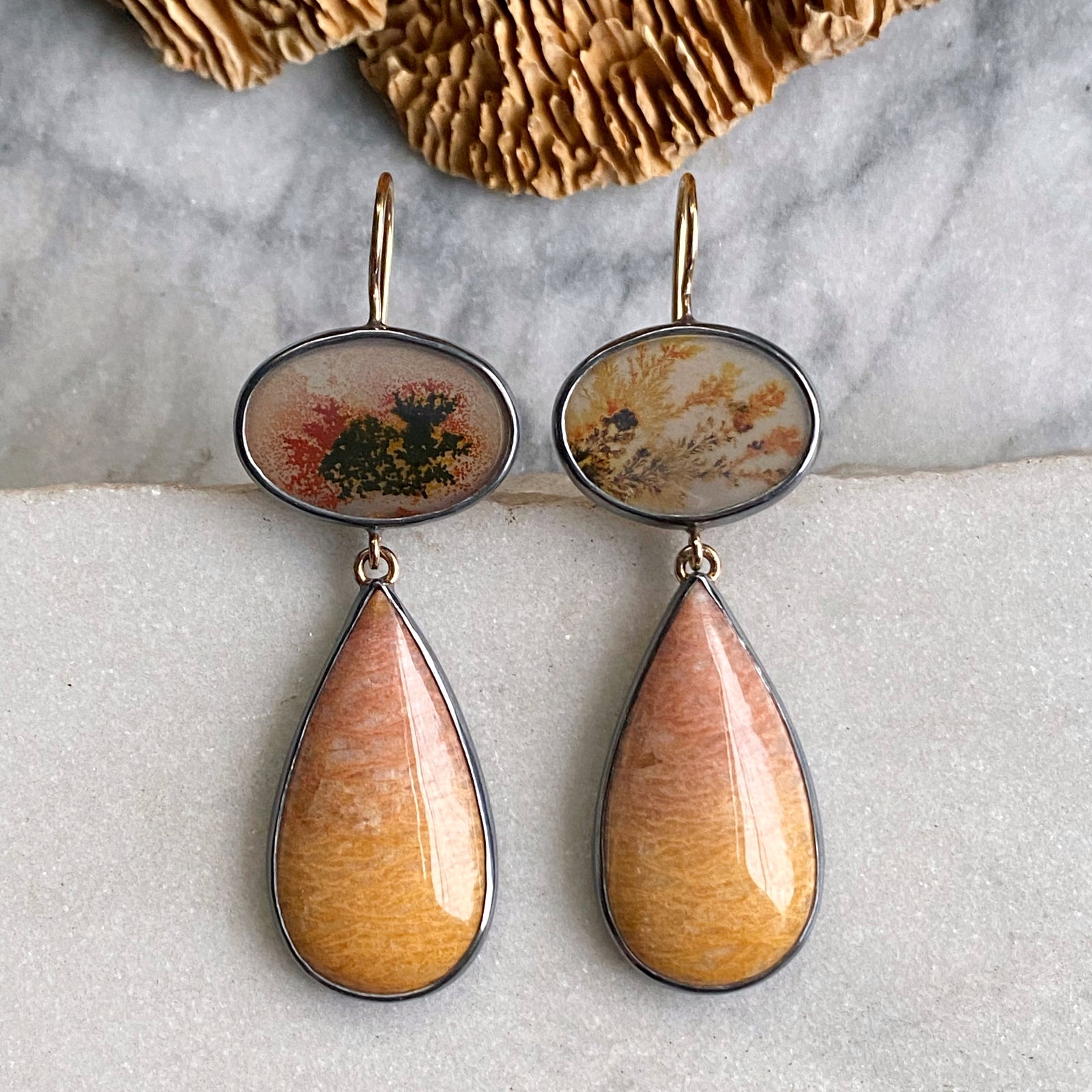 Dendritic Agate and Ombré Feldspar Earrings