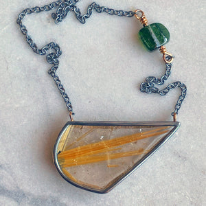 Golden Rutilated Quartz ‘Angel Wing’ Necklace