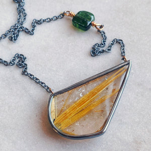 Golden Rutilated Quartz ‘Angel Wing’ Necklace