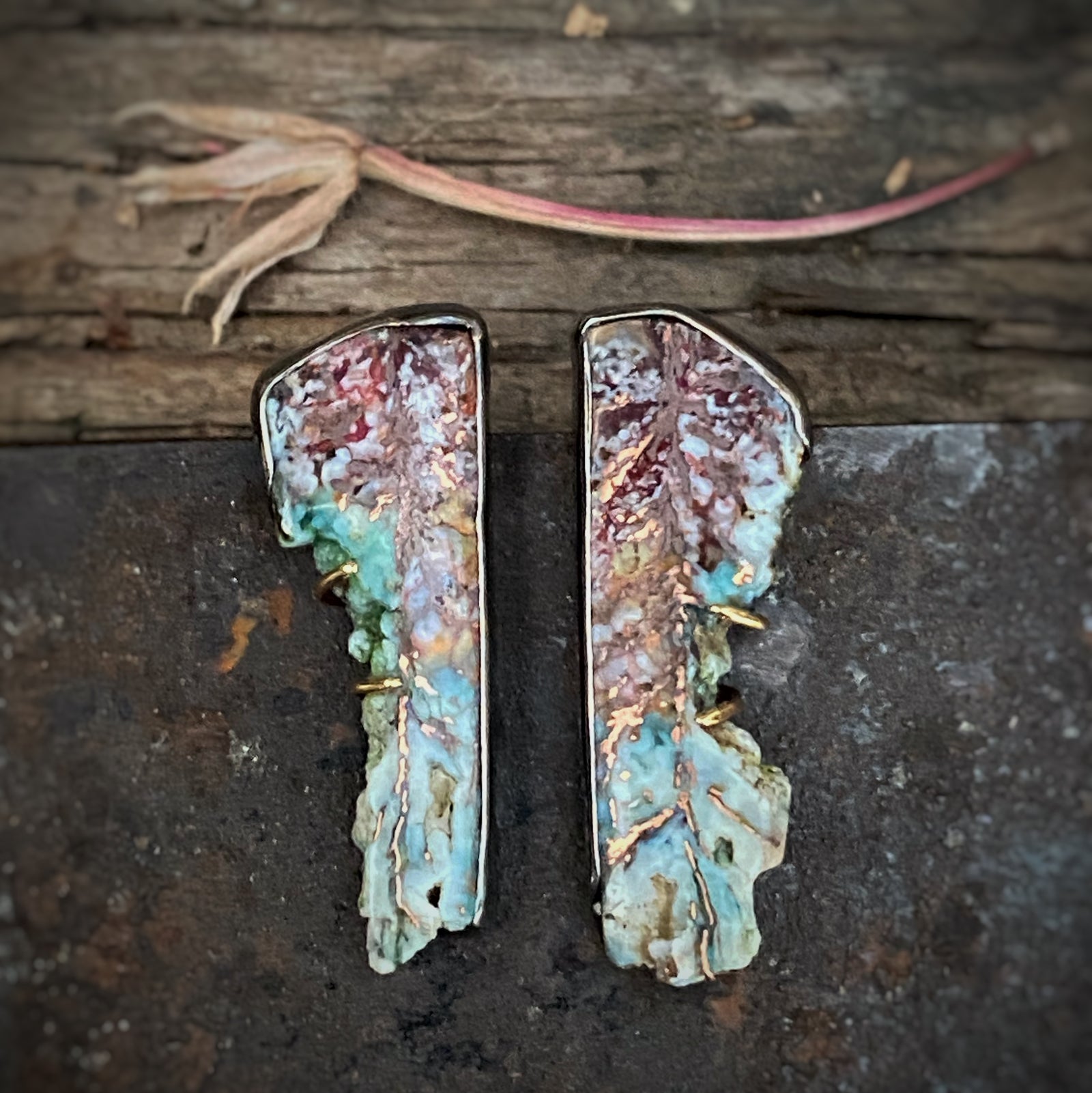 Native Copper in Chrysocolla Earrings