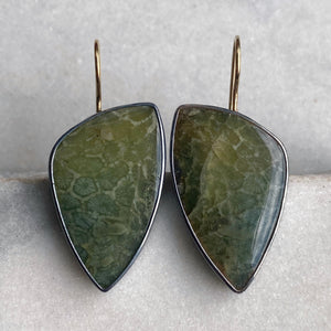 Fossilized Green Coral Earrings