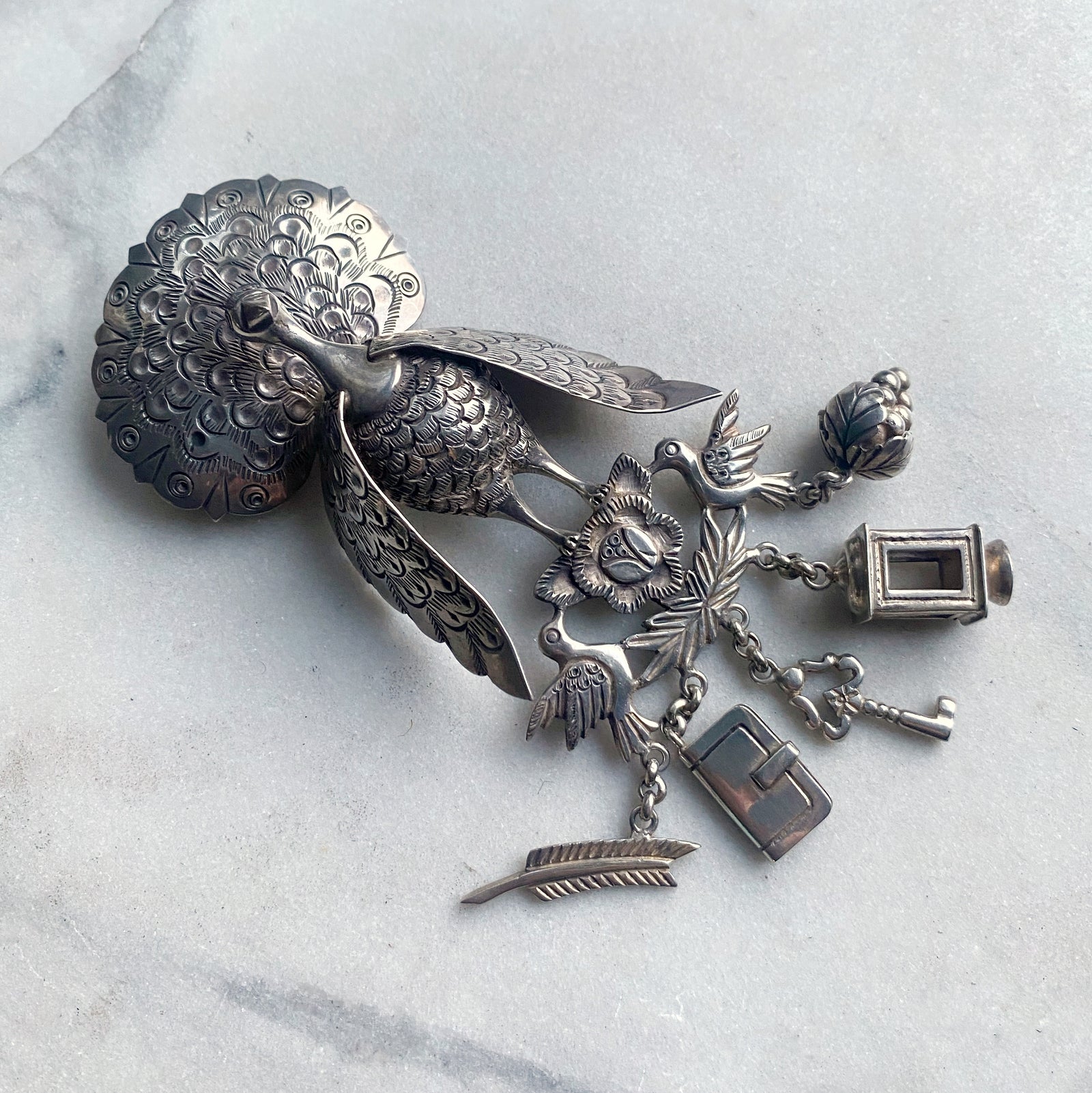 Peruvian Peacock Brooch