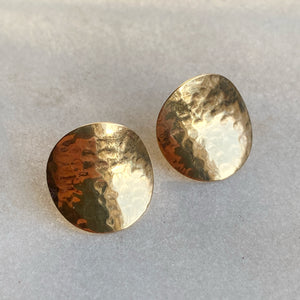 14K Yellow Gold Hammered Earrings