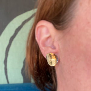 14K Yellow Gold Hammered Earrings