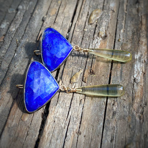 Lapis Lazuli and Lemon Quartz Earrings