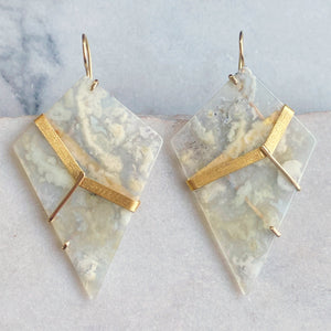 White Aquaprase Kite Earrings