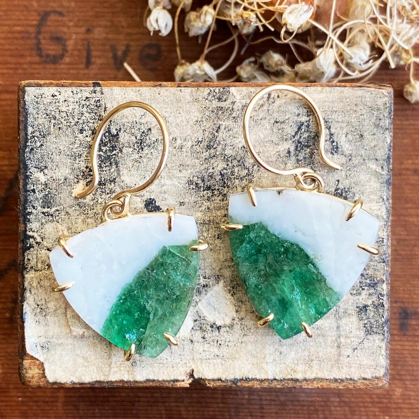 Emerald in Quartz Earrings