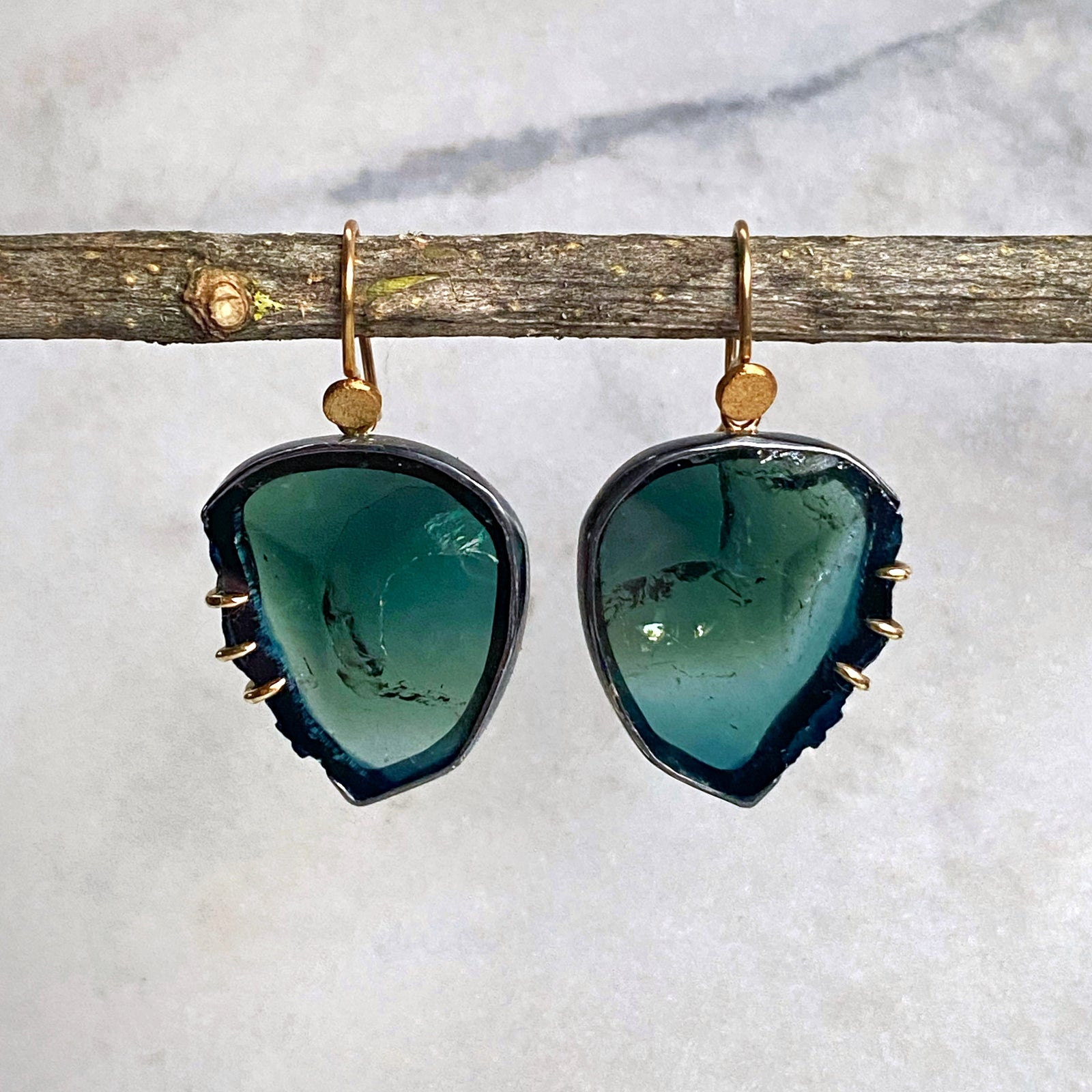 Indicolite Tourmaline Butterfly Wing Earrings