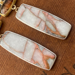 Ombré Peach Tourmaline and Copper in Quartz Earrings