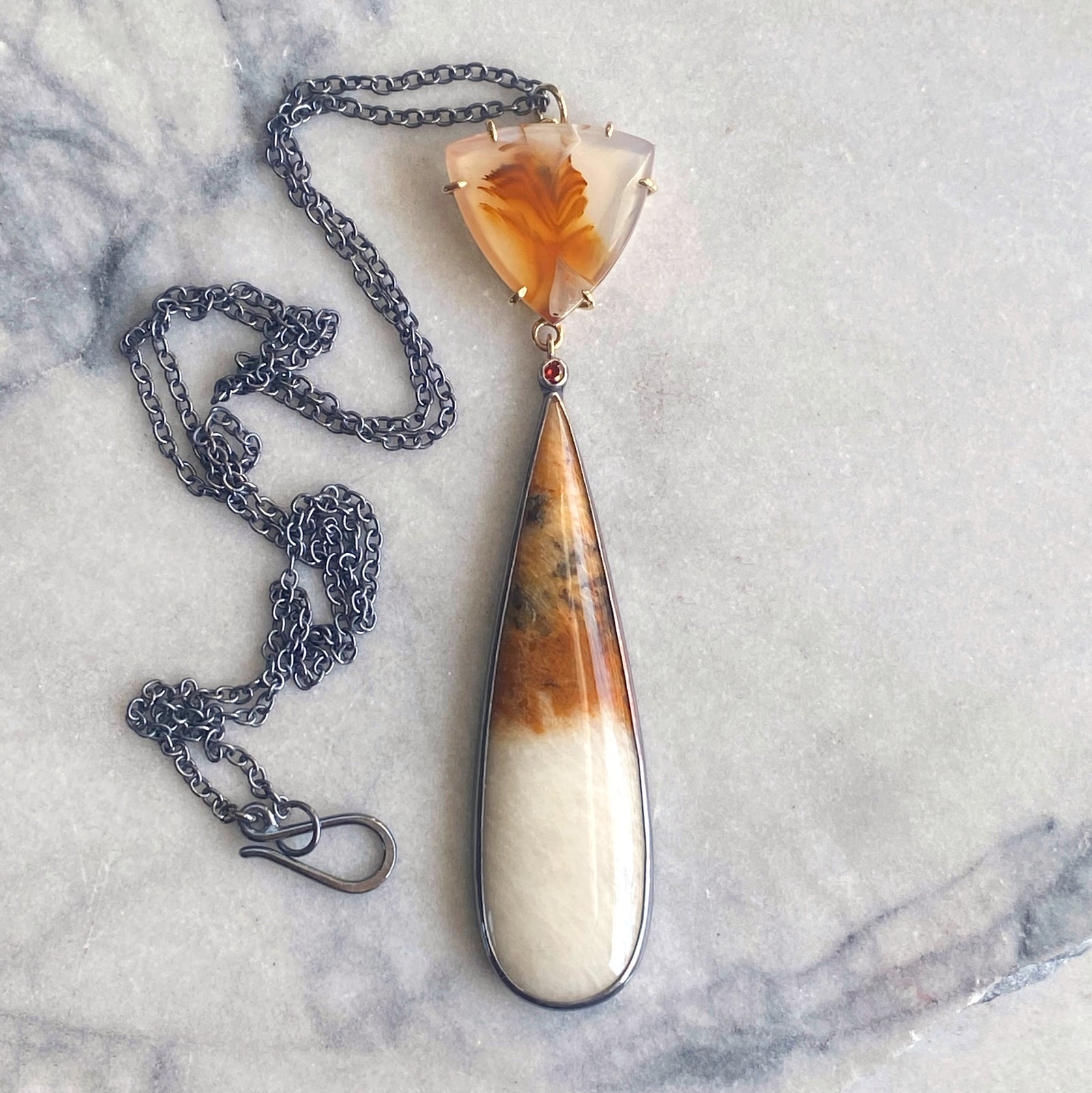 Ombré Feldspar, Agate, and Mozambique Garnet Necklace