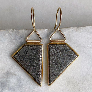 Meteorite Earrings in 22K